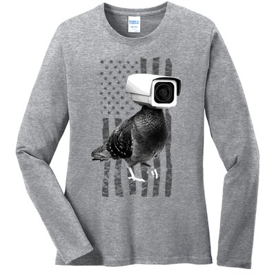 Pidgeon Camera USA Flag Ladies Long Sleeve Shirt