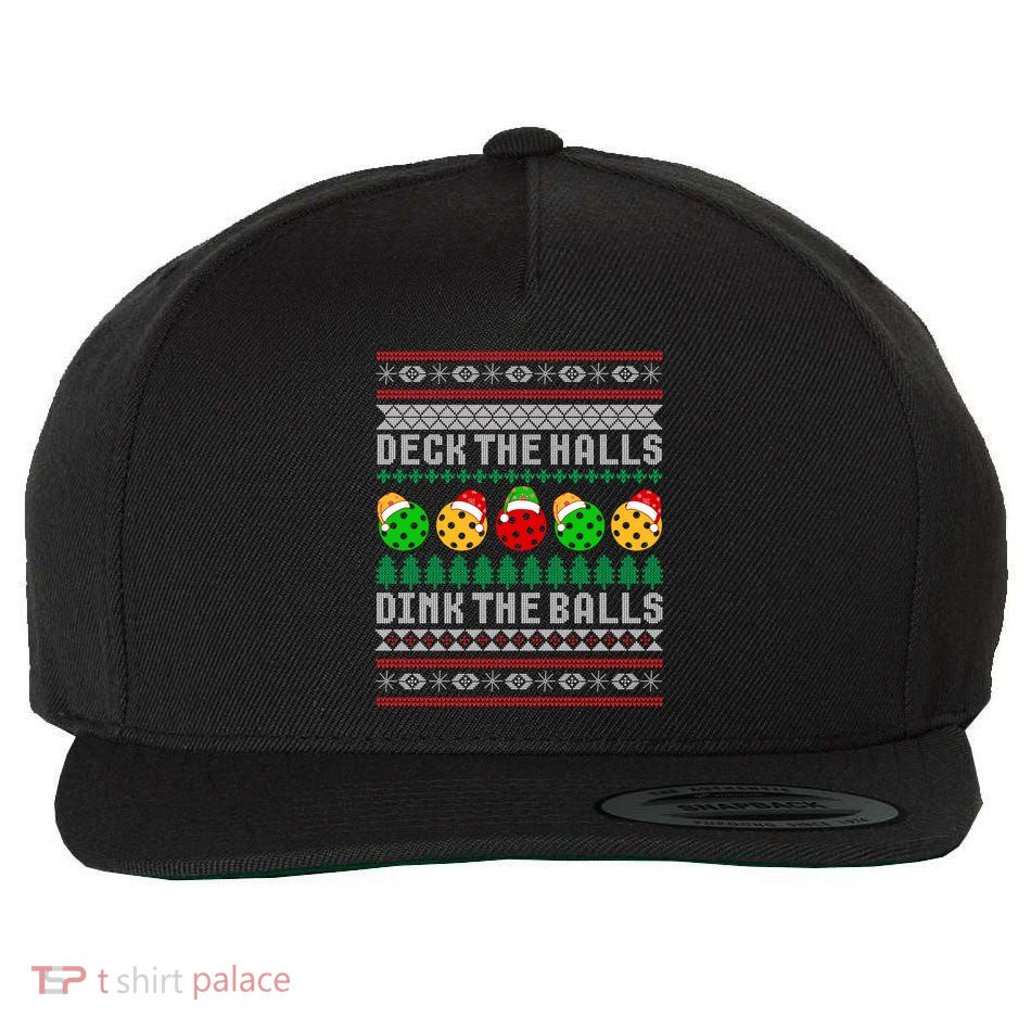 Pickleball Christmas Ugly Holiday Party Gift Wool Snapback Cap