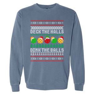 Pickleball Christmas Ugly Holiday Party Gift Garment-Dyed Sweatshirt