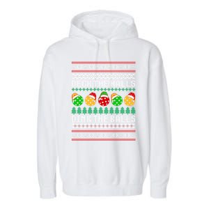 Pickleball Christmas Ugly Holiday Party Gift Garment-Dyed Fleece Hoodie