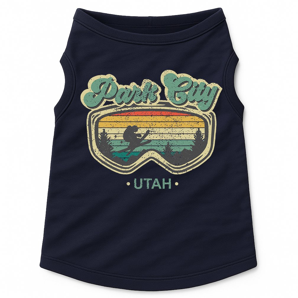 Park City Utah Ski Winter Sports Vintage Souvenir Skier Doggie Tank