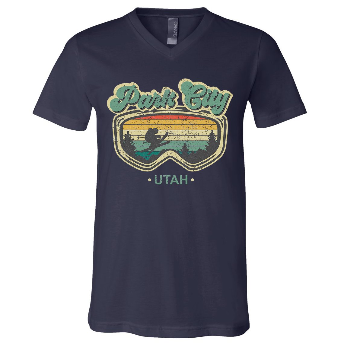 Park City Utah Ski Winter Sports Vintage Souvenir Skier V-Neck T-Shirt