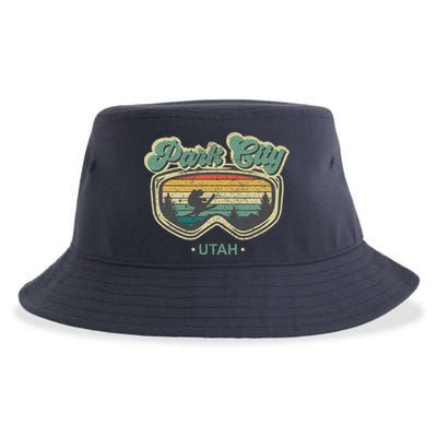 Park City Utah Ski Winter Sports Vintage Souvenir Skier Sustainable Bucket Hat