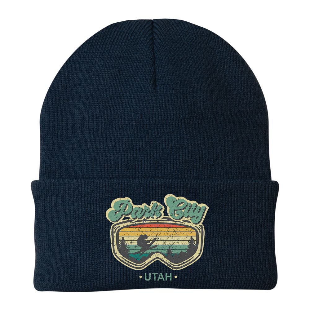 Park City Utah Ski Winter Sports Vintage Souvenir Skier Beanie