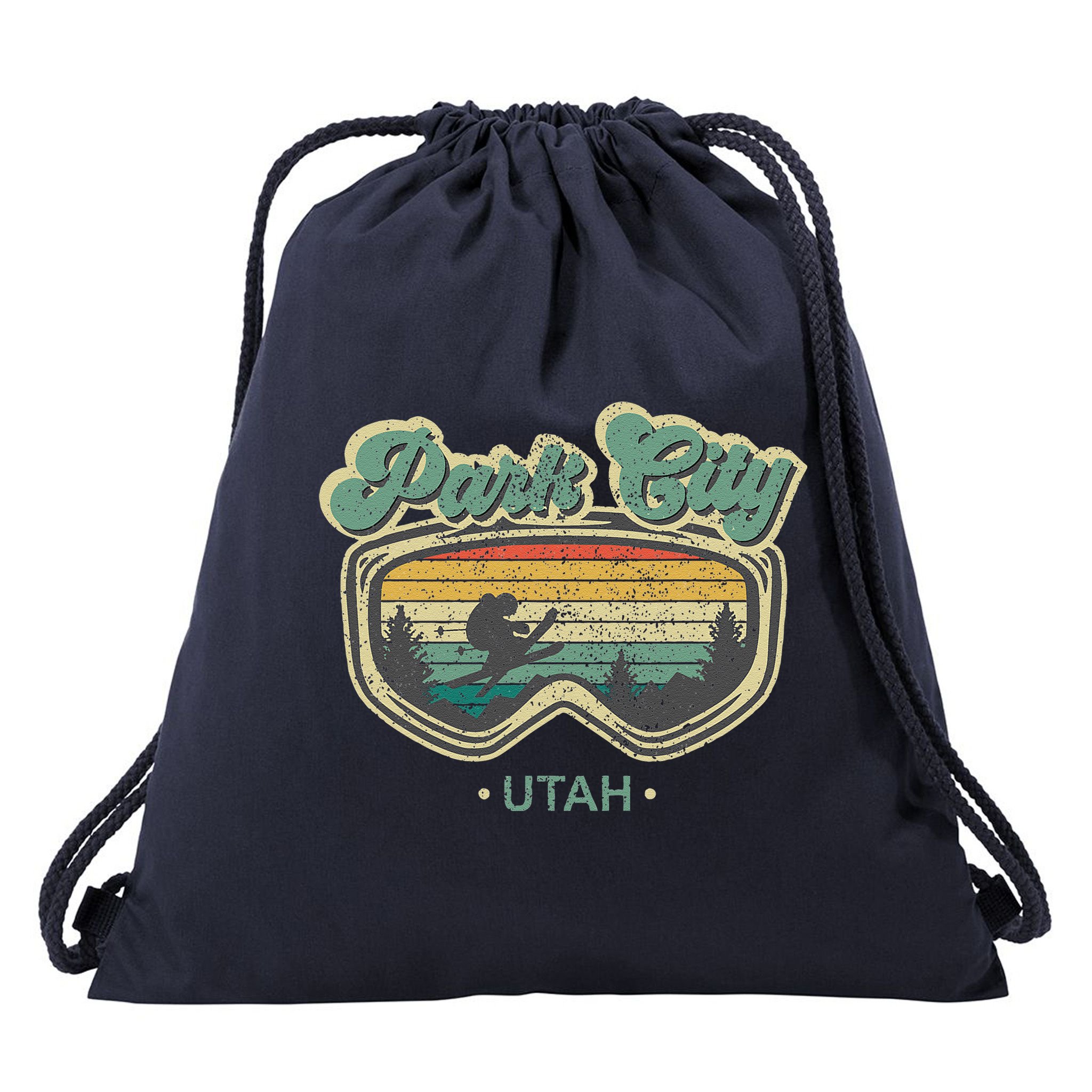 Park City Utah Ski Winter Sports Vintage Souvenir Skier Drawstring Bag