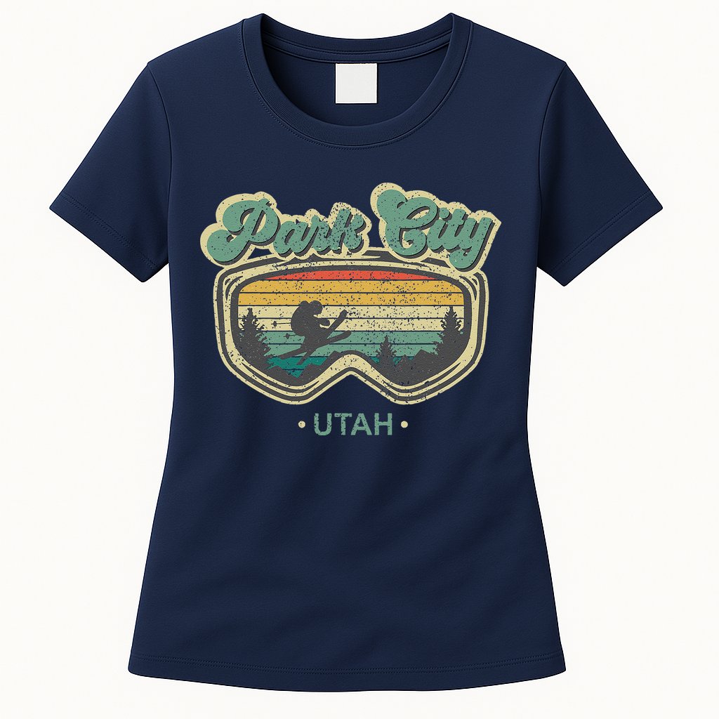 Park City Utah Ski Winter Sports Vintage Souvenir Skier Womens T-Shirt