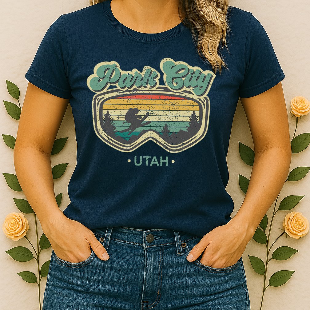 Park City Utah Ski Winter Sports Vintage Souvenir Skier Womens T-Shirt