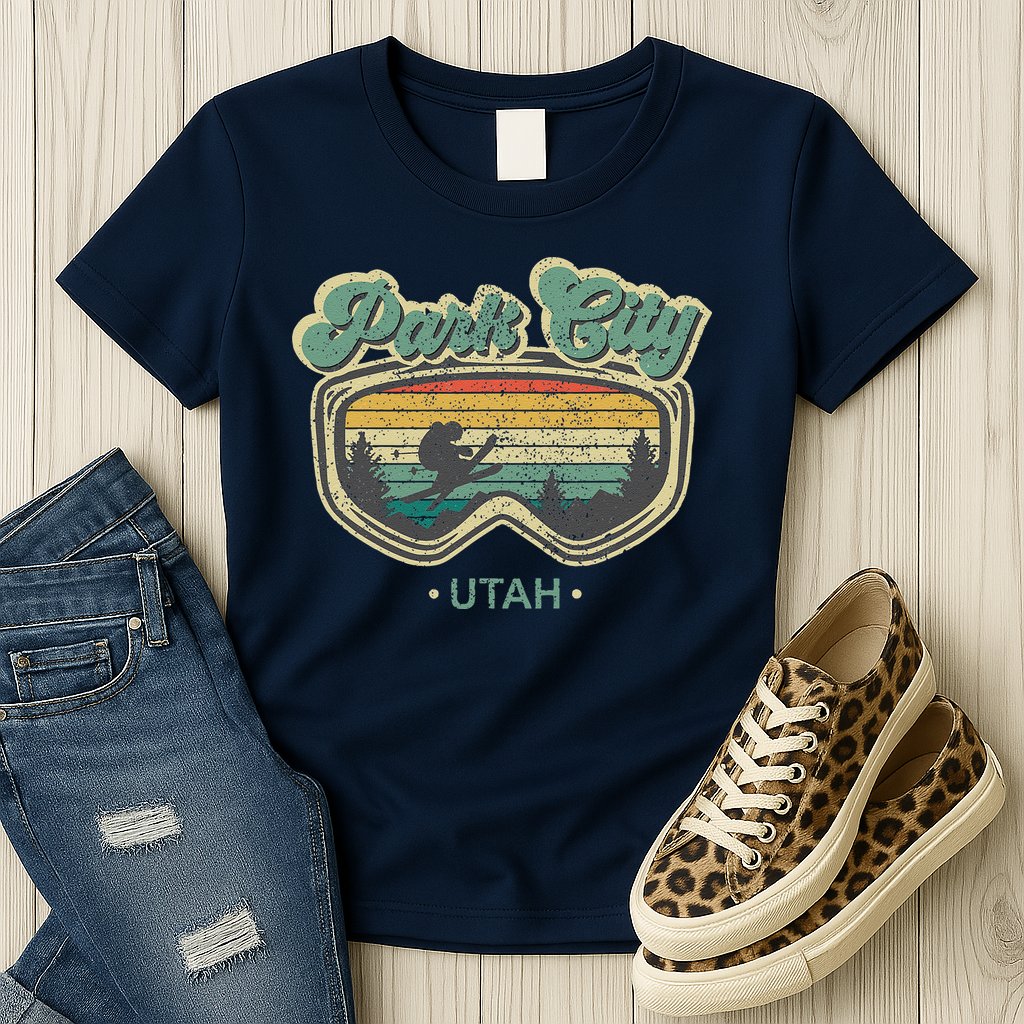 Park City Utah Ski Winter Sports Vintage Souvenir Skier Womens T-Shirt
