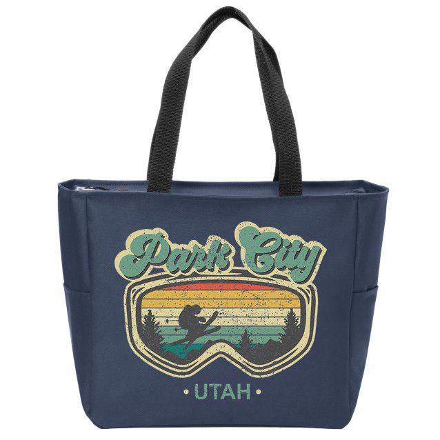 Park City Utah Ski Winter Sports Vintage Souvenir Skier Zip Tote Bag