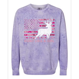 Pink Camo Usa Flag Patriotic Deer Hunting Hunt Like A Gift Colorblast Crewneck Sweatshirt