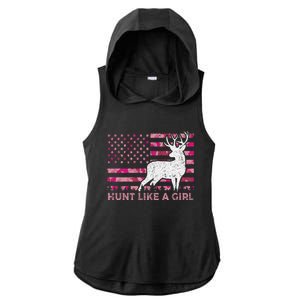 Pink Camo Usa Flag Patriotic Deer Hunting Hunt Like A Gift Ladies PosiCharge Tri-Blend Wicking Draft Hoodie Tank