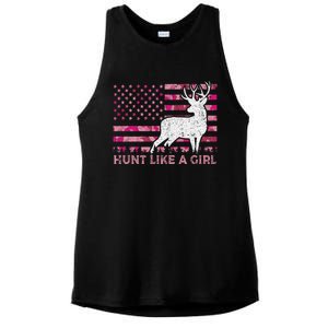 Pink Camo Usa Flag Patriotic Deer Hunting Hunt Like A Gift Ladies PosiCharge Tri-Blend Wicking Tank