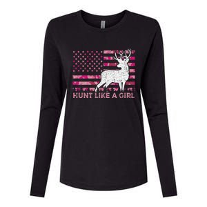 Pink Camo Usa Flag Patriotic Deer Hunting Hunt Like A Gift Womens Cotton Relaxed Long Sleeve T-Shirt