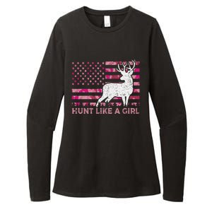 Pink Camo Usa Flag Patriotic Deer Hunting Hunt Like A Gift Womens CVC Long Sleeve Shirt