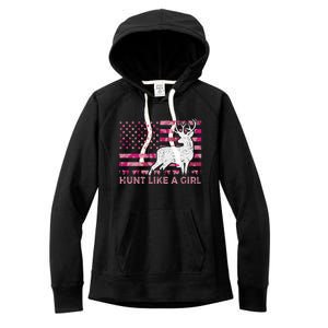 Pink Camo Usa Flag Patriotic Deer Hunting Hunt Like A Gift Women's Fleece Hoodie