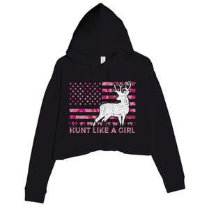 Pink Camo Usa Flag Patriotic Deer Hunting Hunt Like A Gift Crop Fleece Hoodie