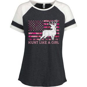 Pink Camo Usa Flag Patriotic Deer Hunting Hunt Like A Gift Enza Ladies Jersey Colorblock Tee