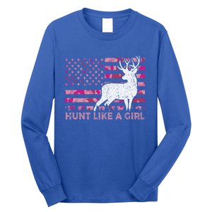 Pink Camo Usa Flag Patriotic Deer Hunting Hunt Like A Gift Long Sleeve Shirt