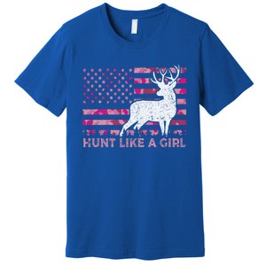 Pink Camo Usa Flag Patriotic Deer Hunting Hunt Like A Gift Premium T-Shirt