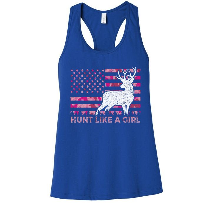 Pink Camo Usa Flag Patriotic Deer Hunting Hunt Like A Gift Women's Racerback Tank