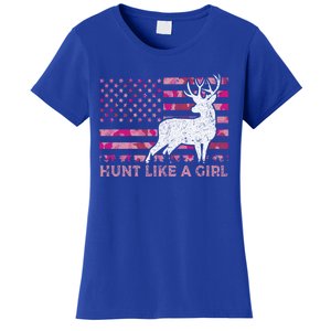 Pink Camo Usa Flag Patriotic Deer Hunting Hunt Like A Gift Women's T-Shirt