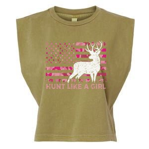 Pink Camo Usa Flag Patriotic Deer Hunting Hunt Like A Gift Garment-Dyed Women's Muscle Tee