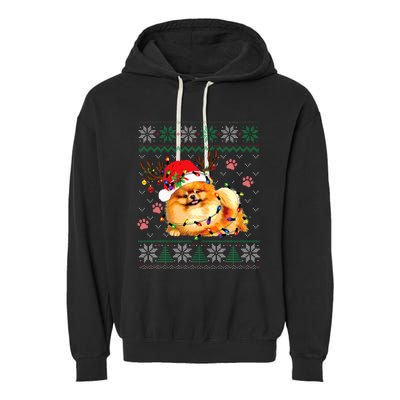 Pomeranian Christmas Ugly Funny Dog Lover Xmas Garment-Dyed Fleece Hoodie