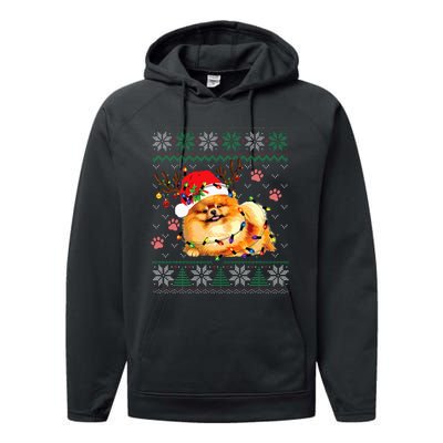 Pomeranian Christmas Ugly Funny Dog Lover Xmas Performance Fleece Hoodie