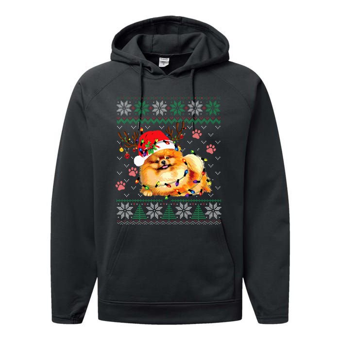 Pomeranian Christmas Ugly Funny Dog Lover Xmas Performance Fleece Hoodie