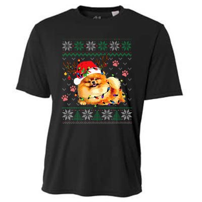 Pomeranian Christmas Ugly Funny Dog Lover Xmas Cooling Performance Crew T-Shirt