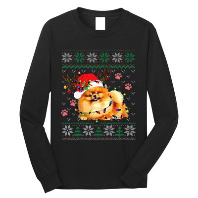 Pomeranian Christmas Ugly Funny Dog Lover Xmas Long Sleeve Shirt