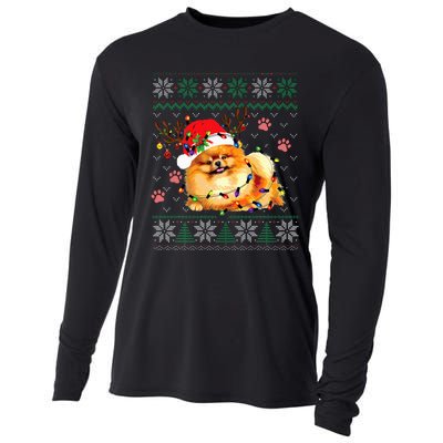 Pomeranian Christmas Ugly Funny Dog Lover Xmas Cooling Performance Long Sleeve Crew