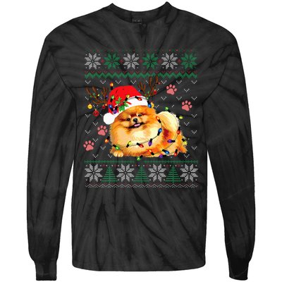 Pomeranian Christmas Ugly Funny Dog Lover Xmas Tie-Dye Long Sleeve Shirt