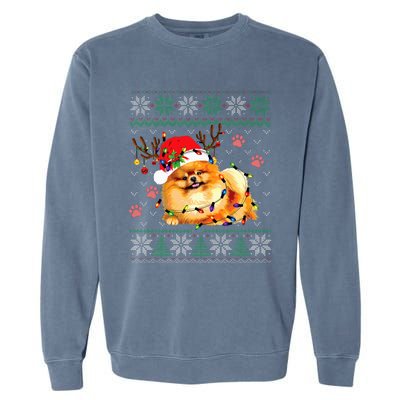 Pomeranian Christmas Ugly Funny Dog Lover Xmas Garment-Dyed Sweatshirt