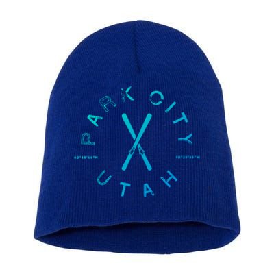 Park City Utah Vintage Retro Skiing Gift Great Gift Short Acrylic Beanie