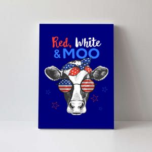 Patriotic Cow Usa Flag Funny 4th Of July Red White And Moo Cool Gift Canvas