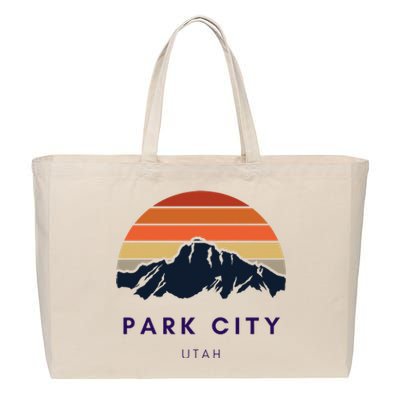 Park City Utah Skiing Snowboarding Hikers Utah Gifts UT Cotton Canvas Jumbo Tote