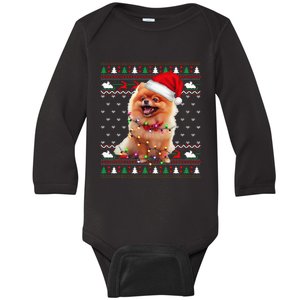 Pomeranian Christmas Ugly Sweater Funny Dog Lover Xmas Baby Long Sleeve Bodysuit