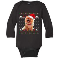 Pomeranian Christmas Ugly Sweater Funny Dog Lover Xmas Baby Long Sleeve Bodysuit