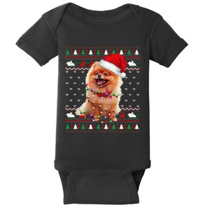 Pomeranian Christmas Ugly Sweater Funny Dog Lover Xmas Baby Bodysuit