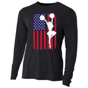 Patriotic Cheerleader US Flag 4th Of July Cheerleading Cooling Performance Long Sleeve Crew