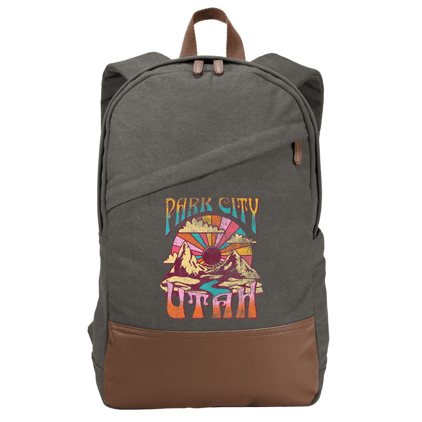 Park City Utah Nature Hiking Mountains Outdoors Cotton Canvas Backpack
