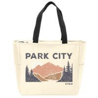 Park City Utah Faded Mountain Forest Hiking Zip Tote Bag