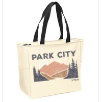 Park City Utah Faded Mountain Forest Hiking Zip Tote Bag