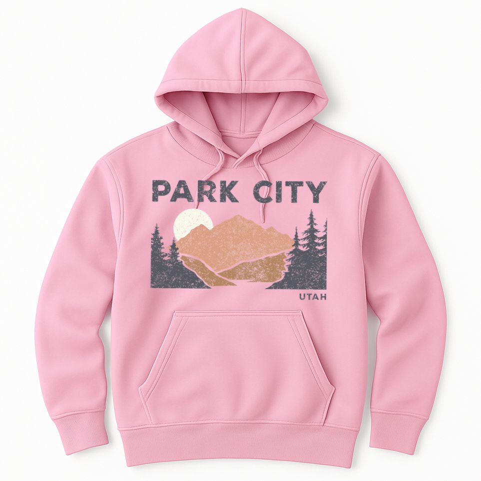 Park City Utah Faded Mountain Forest Hiking Hoodie