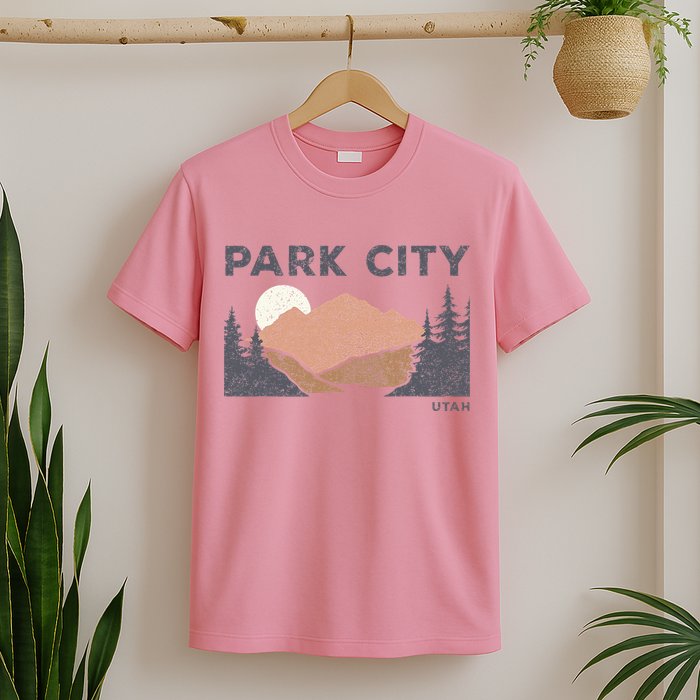 Park City Utah Faded Mountain Forest Hiking T-Shirt