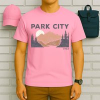 Park City Utah Faded Mountain Forest Hiking T-Shirt