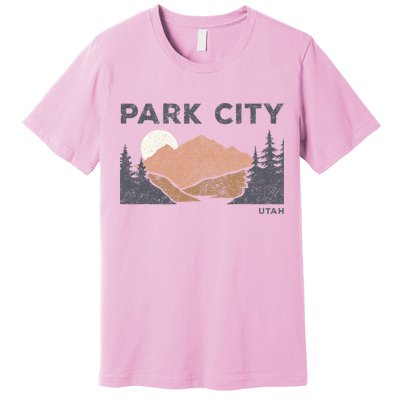 Park City Utah Faded Mountain Forest Hiking Premium T-Shirt