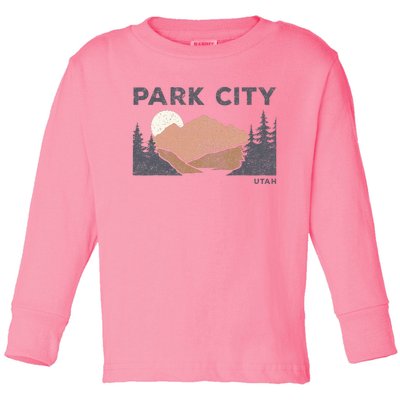 Park City Utah Faded Mountain Forest Hiking Toddler Long Sleeve Shirt