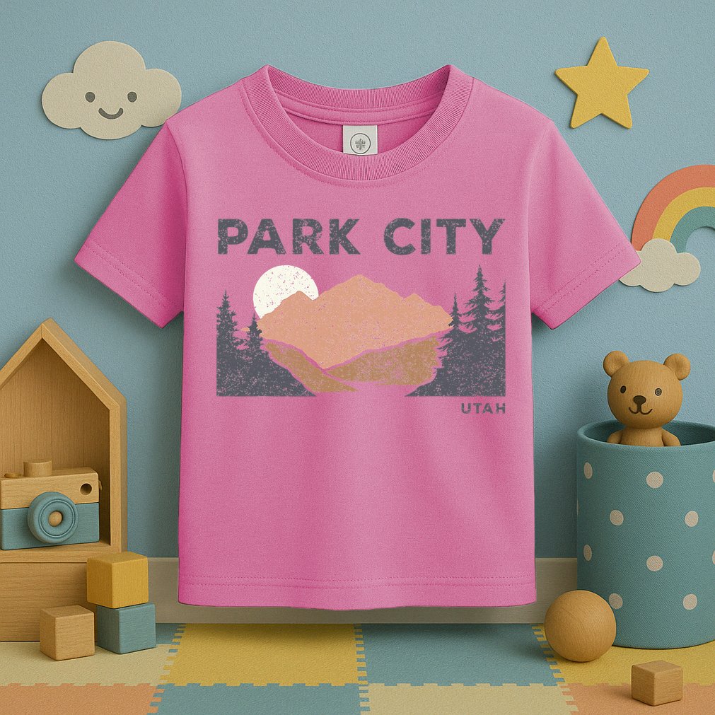 Park City Utah Faded Mountain Forest Hiking Toddler T-Shirt